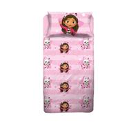 hermet Gabby's DollHouse Single Bed Sheet Set, Single Bed Set, 100% Cotton, Top Sheet + Fitted Sheet + Pillowcase