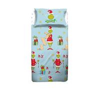 hermet Grinch Single Bed Sheet Set, 100% Cotton, Single Bed Set, Top Sheet + Fitted Sheet + Pillowcase