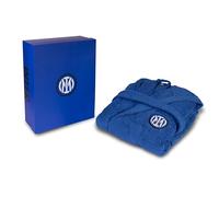 hermet Inter Unisex Bathrobe with Hood, Terry Towelling Bathrobe, 380 gsm, 100% Cotton, Heart Side Inter Logo, Size 2XL