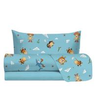 hermet Jolly Tennis Single Bed Sheet Set, 100% Cotton, Top Sheet + Fitted Sheet + Pillowcase, Bedding Set with Nursery Design