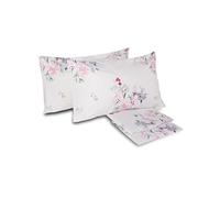 hermet Laura Biagiotti Double Bed Sheet Set in Percale Cotton, 100% Printed Cotton, Top Sheet, Fitted Sheet, Pair of Pillowcases, Okab Pink