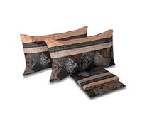 hermet Laura Biagiotti, Double Bed Sheet Set in Percale Cotton, 100% Printed Cotton, Top Sheet, Fitted Sheet, Pair of Pillowcases, Hatysa Anthracite