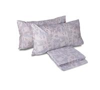 hermet Laura Biagiotti, Double Bed Sheet Set in Percale Cotton, 100% Printed Cotton, Top Sheet, Fitted Sheet, Pair of Pillowcases, Biham Grey/Avio