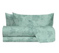 hermet Laura Biagiotti, Set of Double Bed Sheets Cotton, Patterned Bed Set, 100% Cotton, Top Sheet + Fitted Sheet + Pair of Pillowcases, Tesia Sage