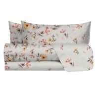 hermet Laura Biagiotti, Set of Double Bed Sheets Cotton, Patterned Bed Set, 100% Cotton, Top Sheet + Fitted Sheet + Pair of Pillowcases, Xanthe Peach