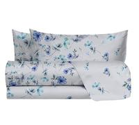 hermet Laura Biagiotti, Set of Double Bed Sheets Cotton, Patterned Bed Set, 100% Cotton, Top Sheet + Fitted Sheet + Pair of Pillowcases, Xanthe Avio