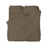 hermet Microfibre Double Sheet Set, Taupe, Complete Bed, Top Sheet, Fitted Sheet, Pair of Pillowcases, Winner