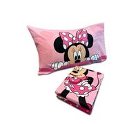 hermet Minnie Mouse Flannel Bedding Set, 100% Cotton, 3-Piece Set, Fitted Sheet + Pillow Case, Single