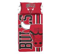 hermet NBA Single Bed Sheet Set, Single Bed Set, Top Sheet, Fitted Sheet, Pillowcase, 100% Cotton, Bulls, Official Product
