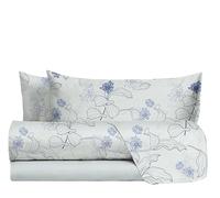 hermet Pamela Indigo Double Bed Sheet Set, 100% Cotton Pattern, Double Bed Set, Top Sheet + Fitted Sheet + 2 Pillowcases, Pamela Indigo