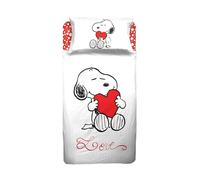hermet Snoopy Peanuts Single Bed Sheet Set, Single Bed Set, Snoopy Single Bed Set, Top Sheet, Fitted Sheet, Pillowcase, White, 100% Cotton, Official Product