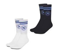 hermet SSC Napoli Set of 2 Pairs Socks - Pack of 2 - Socks with Logo, Size 43/46, Black White, Official Product, white/black, 43-46