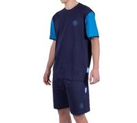 hermet SSC Napoli Unisex 100% Cotton Crew Neck Homewear Pyjamas, Naples Logo, Blue, Size XL, blue, XL