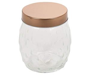 Hermetic Airtight Round Glass Food Storage Jars Canisters Containers with Copper Coloured Lid