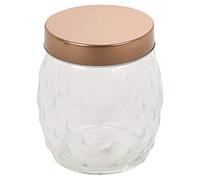Hermetic Airtight Round Glass Food Storage Jars Canisters Containers with Copper Coloured Lid & Teardrop Design