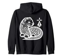 Hermine Breton Symbol BZH Celtic Art Black and White Zip Hoodie