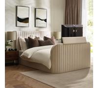 Hermione Natural Fabric Ottoman Storage Tv Bed Frame - 4Ft6 Double