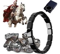 Hermios Men’s Hematite Bracelet: Natural Stone, Roman & Viking Inspired Design, Adjustable Sizing (S-XL Fits 15.6-19.3cm Wrist) (XL)