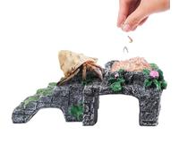Hermit Crab Climbing Habitat | Gecko Climbing Ladder Resin Cave with Water Bowl | Decorative Reptiles Tank Ramp for Relaxing Hamsters Sleeping Playing Geckos Frogs Feeding Enclosure
