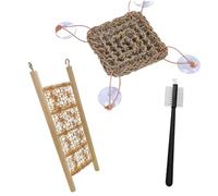 Hermit Crab Climbing Toys,Hermit Crab Accessories for Live Hermit Crab Chameleon Hamster Guinea Pig Seagrass Hammocks and Reptile Ladder Bridge Set with Small Brush