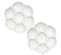 Hermit Crab Food Dish, 2Pcs Ceramic Hermit Crab Food & Water Bowl with 7 Compartments 3.5 Inch Aquarium Accessories for Snail Gecko Lizard Pet