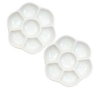 Hermit Crab Food Dish, 2Pcs Ceramic Hermit Crab Food & Water Bowl with 7 Compartments 3.5 Inch Aquarium Accessories for Snail Gecko Lizard Pet Bowl Bowls