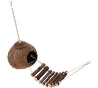 Hermit Crab Hut Hanging Shelter with Ladder Brown Shell Shaped Wood