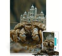 Hermit Crab Sand Castle 1000 Piece Jigsaws for Teenagers Puzzle DIY Fun Bright Hue Pattern Build Wall Accent (38x26cm)