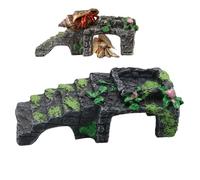 Hermit Crab Toys | Gecko Climbing Ladder Resin Cave with Water Bowl - Decorative Reptiles Tank Ramp for Relaxing Hamsters Sleeping Playing Geckos Frogs Feeding Enclosure