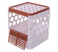 Hermit Crab Water Bath Bowl with Integrated Ramp and Mesh Lid Brown Plastic | Dual-layer Structure with Ventilated Hollow Base, Non-slip Textured Ramp, Suitable for Terrarium Sand Setups and Hermit Crab