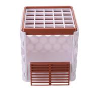 Hermit Crab Water Bowl with Ramp, Dual Layer Plastic Brown | Mesh Lid, Open Base and Grid Top, for Enclosure Hydration and Easy Access in Habitat