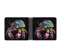 Hermit Crab Water Leather Wallets for Men Slim Bifold Wallet Credit Card Holder Front Pocket Wallets