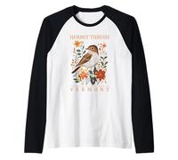 Hermit Thrush Official Vermont State Bird Artwork Raglan Baseball Tee