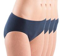 HERMKO 1031 Pack of 4 Women's Briefs Basic Made of 100% Organic Cotton, with Elastic hems, Colour:Navy, Size:10/12 (S)