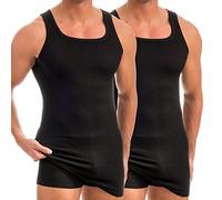 HERMKO 16027 Pack of 2 Men's Extra-Long Vest from Cotton/Modal, Size:4X-Large, Colour:Black