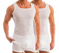 HERMKO 16027 Pack of 2 Men's Extra-Long Vest from Cotton/Modal, Size:X-Large, Colour:White