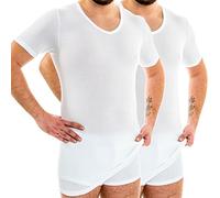 HERMKO 164887 Pack of 2 Extra-Long Men's Shirt with V-Neck, Made from Cotton/Modal (+10 cm)