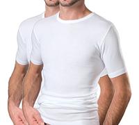 HERMKO 16800 Pack of 2 Men's Short Sleeved Shirt Vest with 1/4-arm Length, Made from Cotton/Modal
