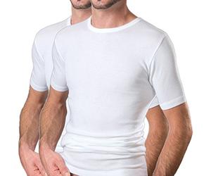 HERMKO 16800 Pack of 2 Men's Short Sleeved Shirt Vest with 1/4-arm Length, Made from Cotton/Modal, Size:4X-Large, Colour:White