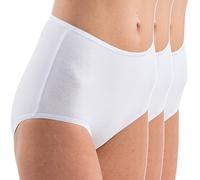 HERMKO 17011 Pack of 3 Women's Waist-high Briefs, Maxi-Knickers Providing high Comfort of wear, in, Made from Cotton/Modal, Colour:White, Size:26/28 (XXL)