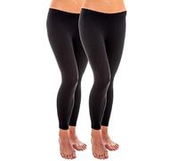 HERMKO 1720 2-pack ladies' legging in 100% cotton organic, Colour:black, Size:6/8 (XS)
