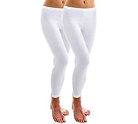 HERMKO 1720 2-pack ladies' legging in 100% cotton organic, Colour:white, Size:26/28 (XXL)