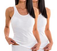 HERMKO 17310 Pack of 2 Women's Tank top, Made Exclusively Vest Made Soft Thanks to Modal in Various, Colour:White, Size:26/28 (XXL)