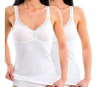HERMKO 175803850 Pack of 2 Women's Bra top with lace - Vest with Integrated Bustier, Colour:White, Size:14/16 (M)