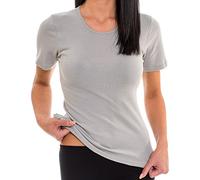 HERMKO 1800 Pack of 3 Short-Sleeved Vests for Women, 100% bio-Cotton, Colour:Grey, Size:10/12 (S)
