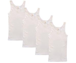 HERMKO 2000 4-Pack Girls' Tank top Vest in 100% Organic Cotton, bio-Cotton, Colour:White, Größe Kinder:2-3 Years