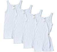 HERMKO 2800 Pack of 4 Boys' Vest Made of 100% bio-Cotton, Tank top Direct from The Factory, Colour:White, Größe Kinder:15 Years