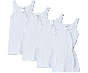 HERMKO 2800 Pack of 4 Boys' Vest Made of 100% bio-Cotton, Tank top Direct from The Factory, Colour:White, Größe Kinder:10 Years