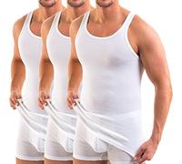 HERMKO 3000 - Pack of 3 Men's Tank top of 100% bio-Cotton, Size:X-Large, Colour:White