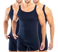 HERMKO 3007 3-Pack Extra-Long (Approx. 10 cm+) Men's Tank top Vest in 100% bio-Cotton